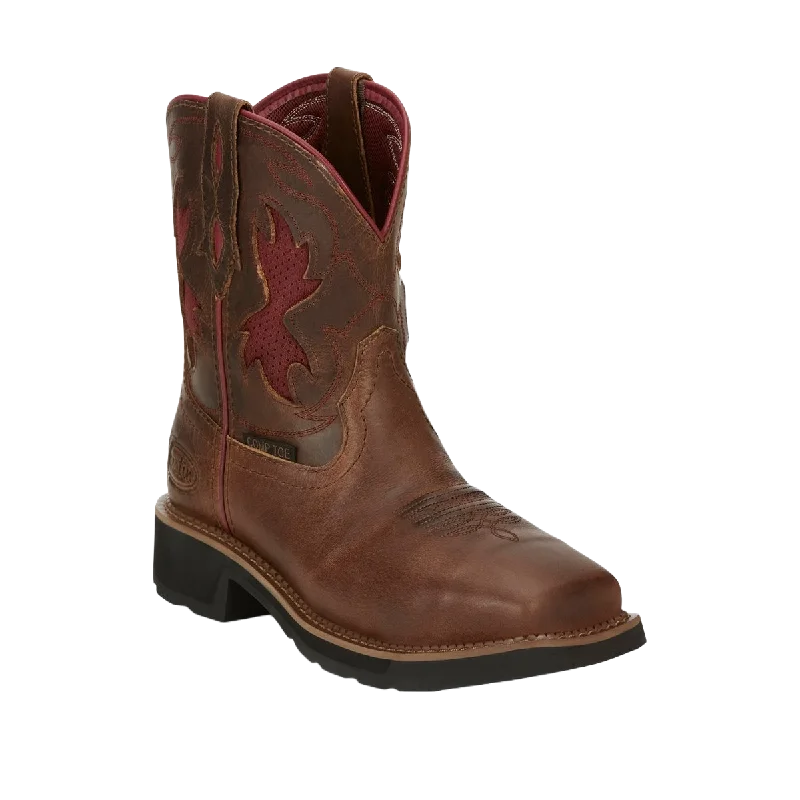 Justin Ladies Lathey Brown Nano Composite Square Toe Work Boots GY9962