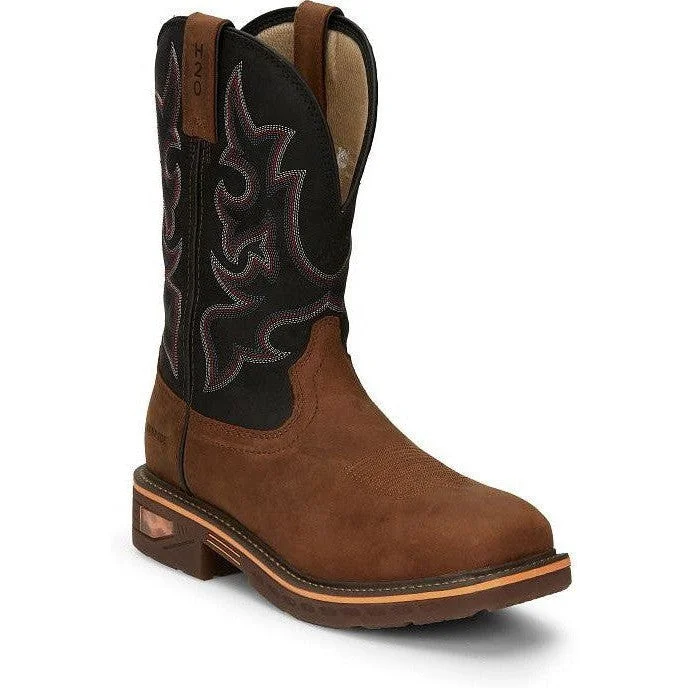 Justin Men's Resistor 11" Nano Comp Toe Western Work Boot -Brown- CR4012