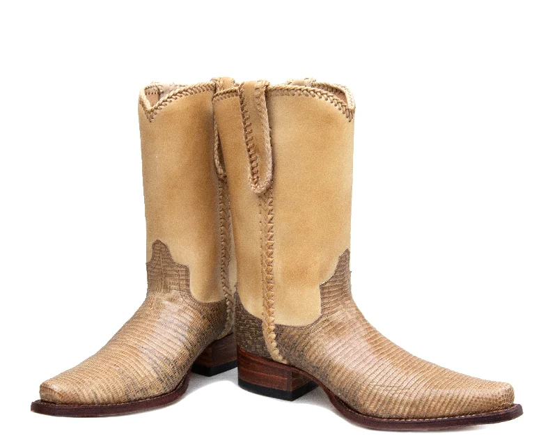 Alligator - print men's cowboy boots for a bold lookLizard Sand