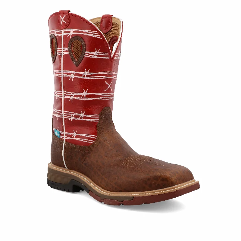 Twisted X Men's Distressed Saddle & Ruby Western Work Boot MXBNW01