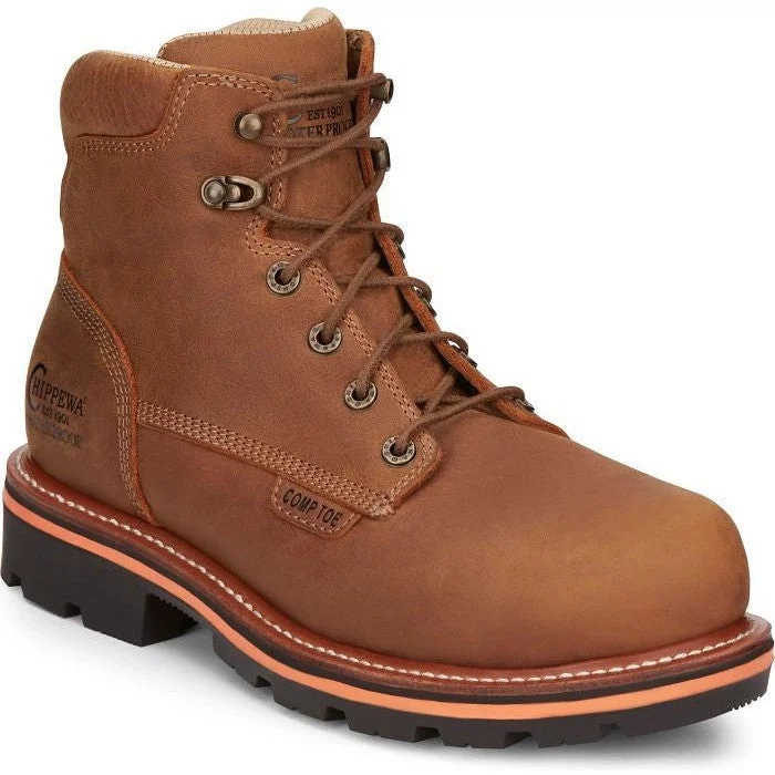 Chippewa Men's Thunderstruck 6" WP Nano Comp Toe Work Boot -Tan- TH1011