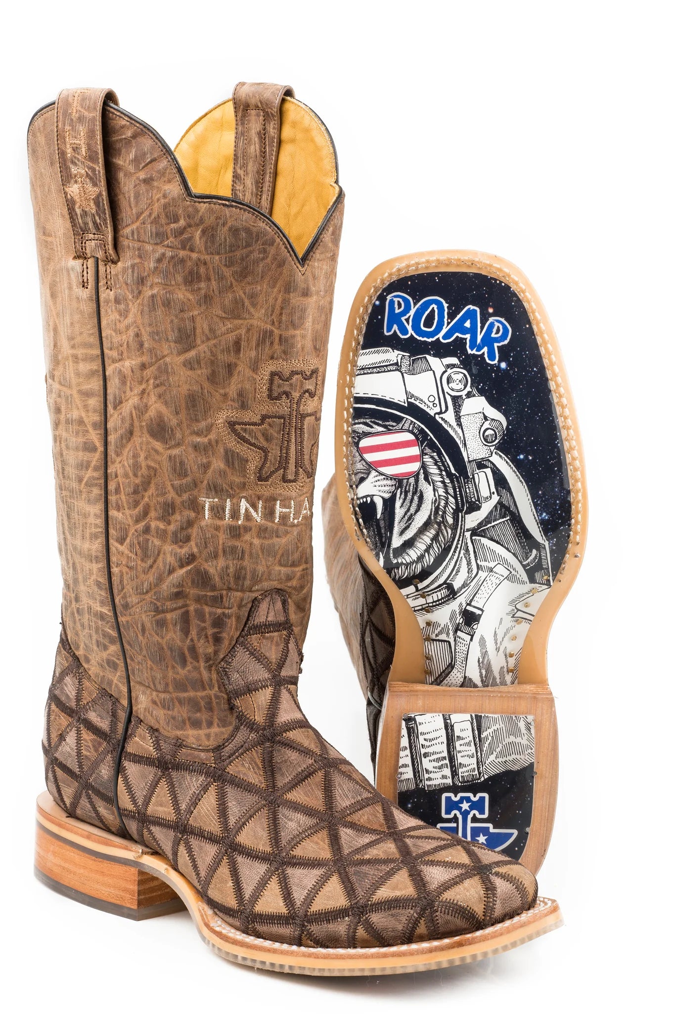 Men's cowboy boots with a scalloped edgeTin Haul Hanky Panky with Roar Blastoff Sole