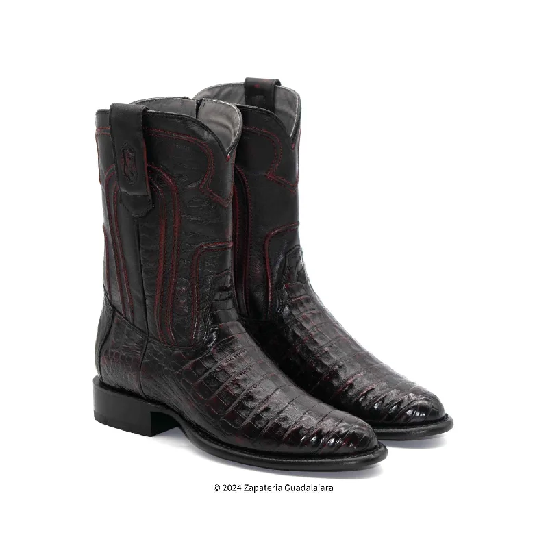 Men's cowboy boots with a leather sole for a classic look69Z8218 MEN LOS ALTOS BOOTS CAIMAN BELLY ROPER BLACK CHERRY LEATHER BOOT