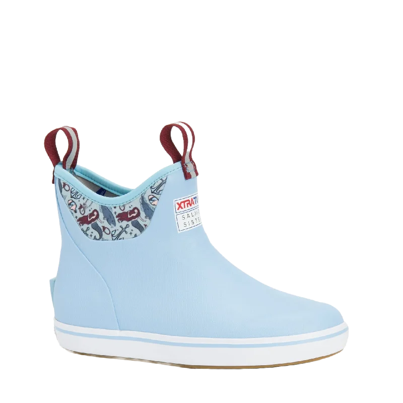 XTRATUF Ladies Salmon Sisters 6" Light Blue Ankle Deck Boots XWAB2BM