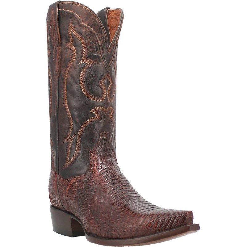 Men's cowboy boots with a pull - on strapDan Post Mens Hearst Cognac Lizard Skin Cowboy Boots