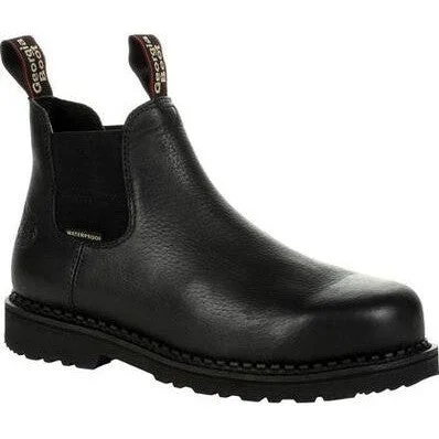 Georgia Men's Giant 6" WP Slip Resist Chelsea Work Boot -Black- GB00376