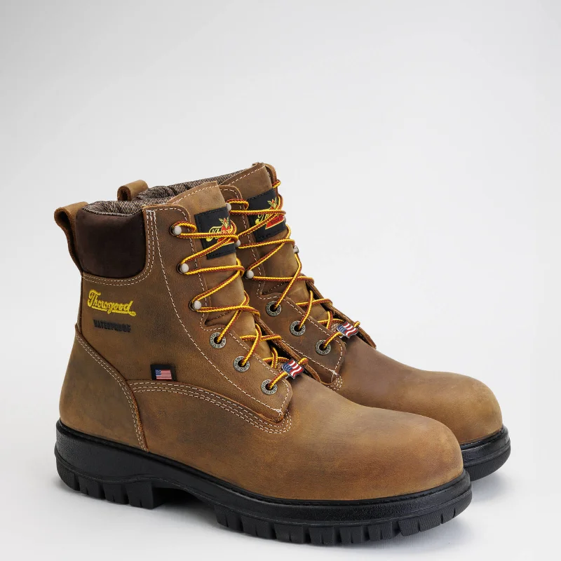 Thorogood Men's Genesis Series 6" Safety Toe WP Work Boot -Chestnut- 804-4149