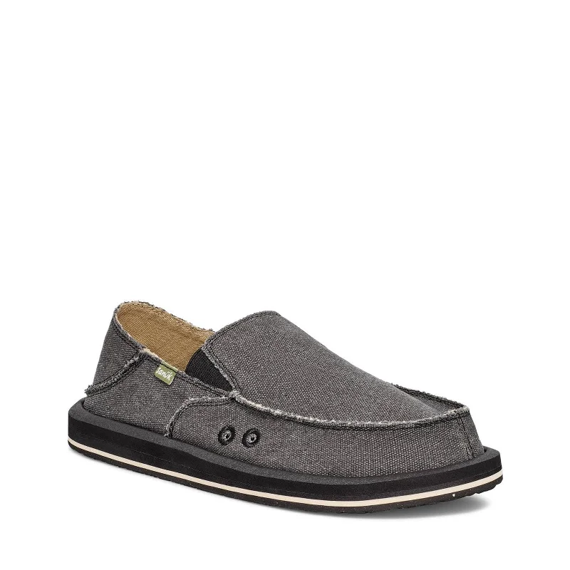 Men's loafers with a perforated leather upper for ventilationMen's Shoes Sanuk DONNY Slip On Sidewalk Surfers Loafers 1158512 CHARCOAL