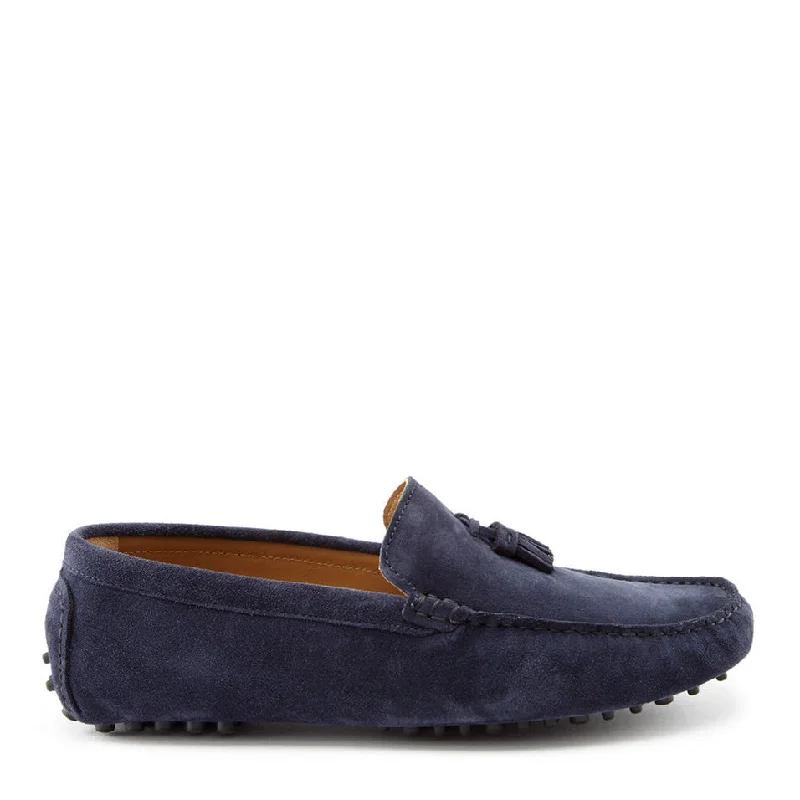 Men's loafers with a removable insole for cleaningTasselled Driving Loafers, navy blue suede