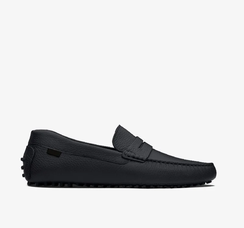 Men's loafers with a contrast stitching detailDriver | Black Pebbled