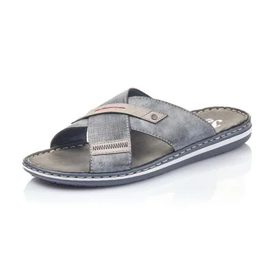 Men's sandals with a padded heel21057-14 Blue Slide