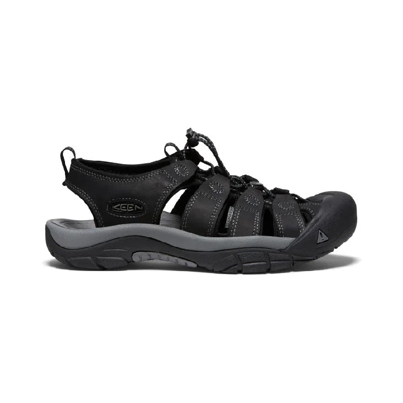 Men's sandals with a rubber sole for tractionKeen Men's Newport Leather 1022247 BLACK STEEL GREY