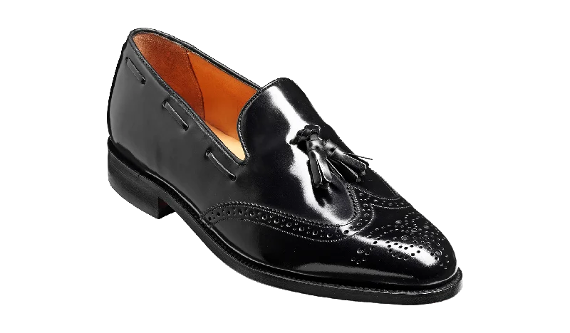 Men's loafers with a contrast stitching detailClive - Black Hi-Shine