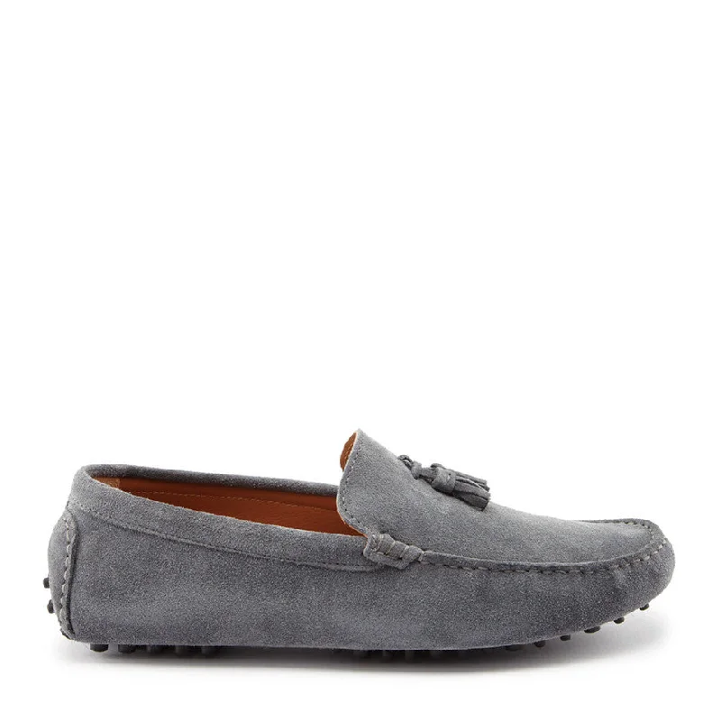 Men's loafers with a rubber sole for durabilityTasselled Driving Loafers, slate grey suede