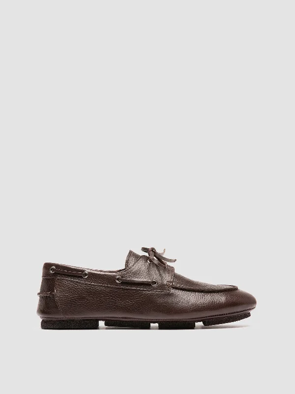 Men's loafers with a smooth leather finishC-SIDE 004 - Brown Suede Boat Shoes