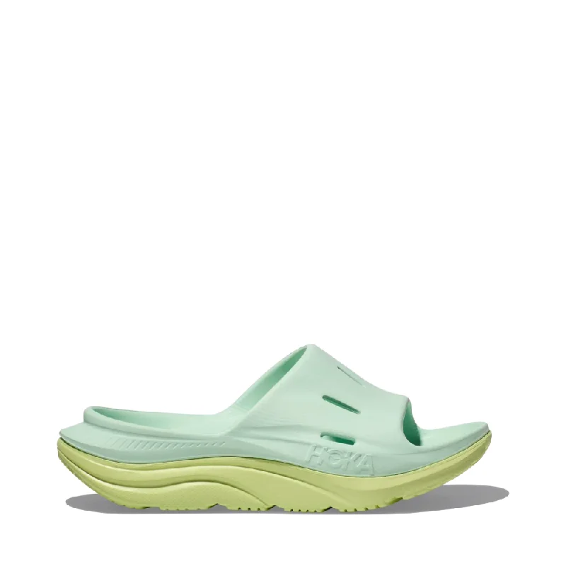 Waterproof men's sandals for water activitiesHoka Ora Recovery Slide Sandal 3 in Aqua Breeze/Celery Juice