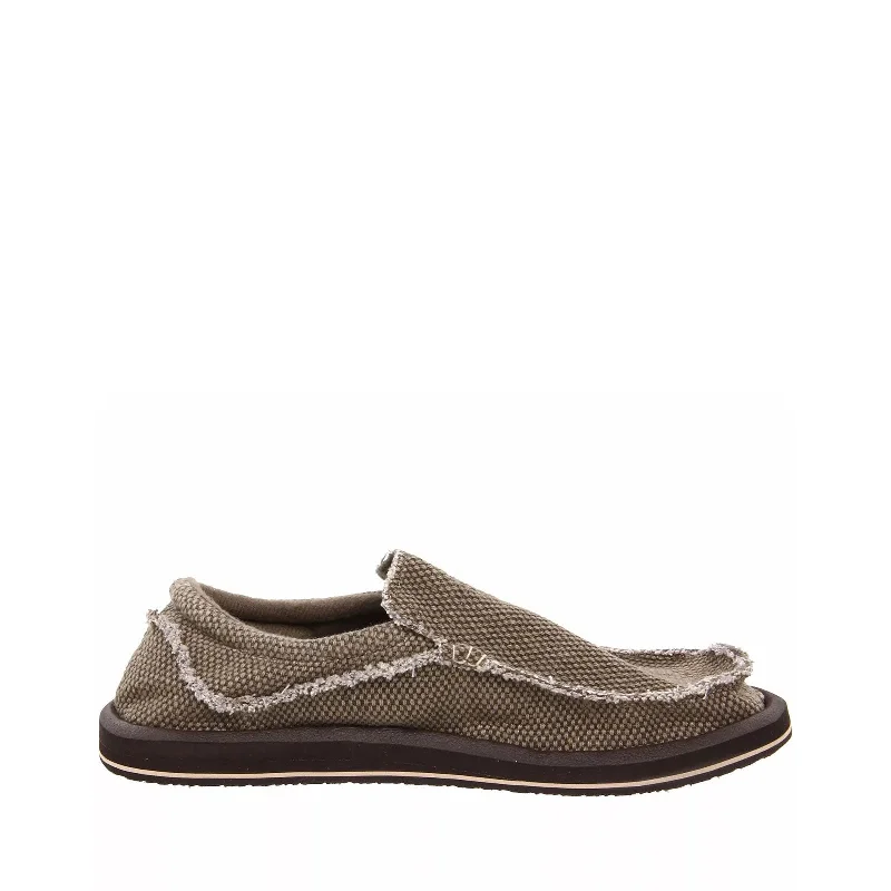 Men's loafers with a leather lacing systemMen's Shoes Sanuk Chiba Slip On Sidewalk Surfers Loafers SMF1047 BROWN