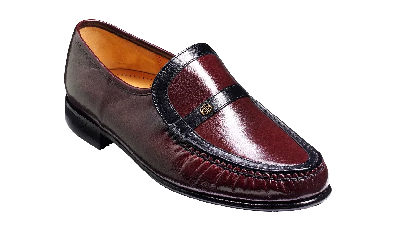 Men's leather loafers with a penny slotJefferson - Burgundy / Black Kid