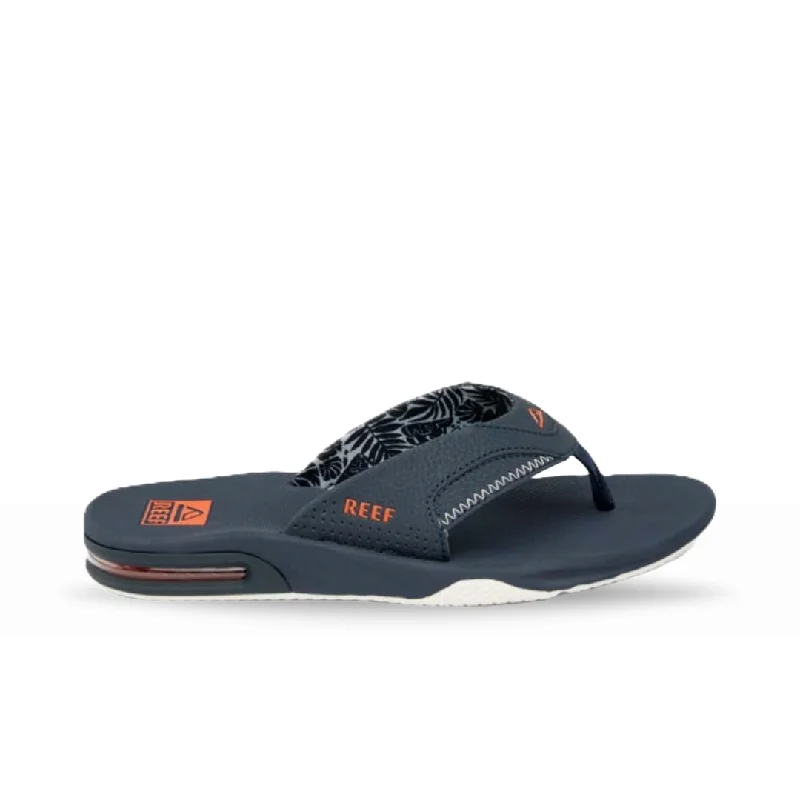 Men's sandals with a flexible sole for easy movementReef Men's Fanning Flip Flops - Navy/Orange Tropic