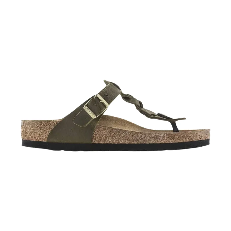 Men's sandals with a removable insole for cleaningBirkenstock Gizeh Braided Sandals - Oiled Leather Olive