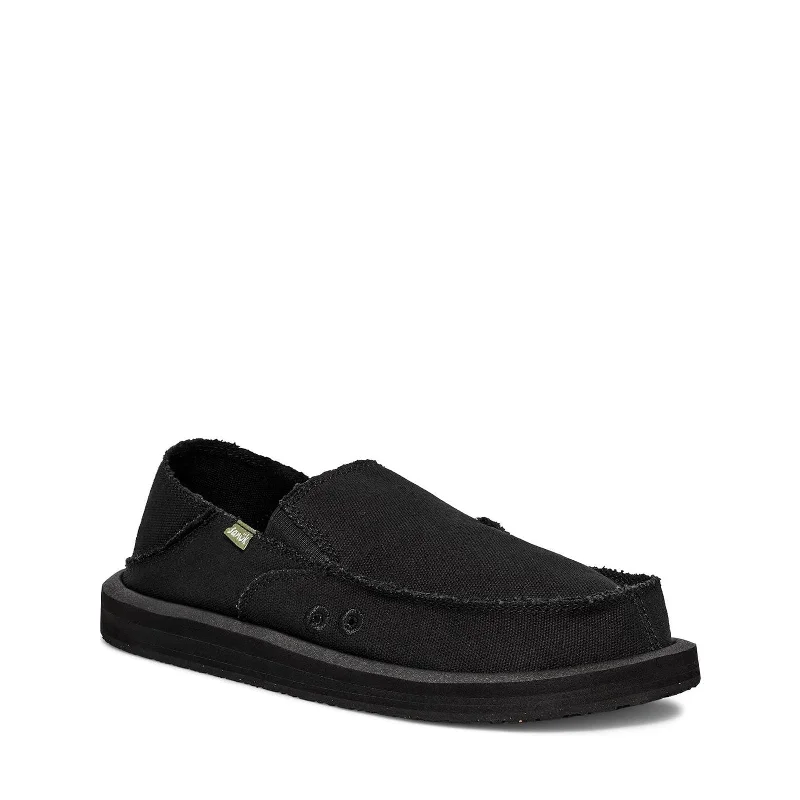 Men's loafers with a decorative buckleMen's Shoes Sanuk DONNY Slip On Sidewalk Surfers Loafers 1158512 BLACKOUT