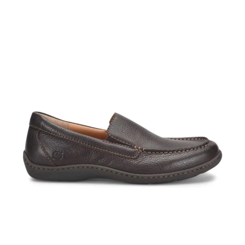 Men's loafers with a perforated leather upper for ventilationBorn Men's Brompton II - Dark Mahogany (Brown)