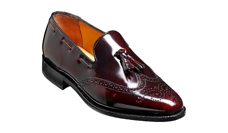 Men's leather loafers with a penny slotClive - Burgundy Hi-Shine