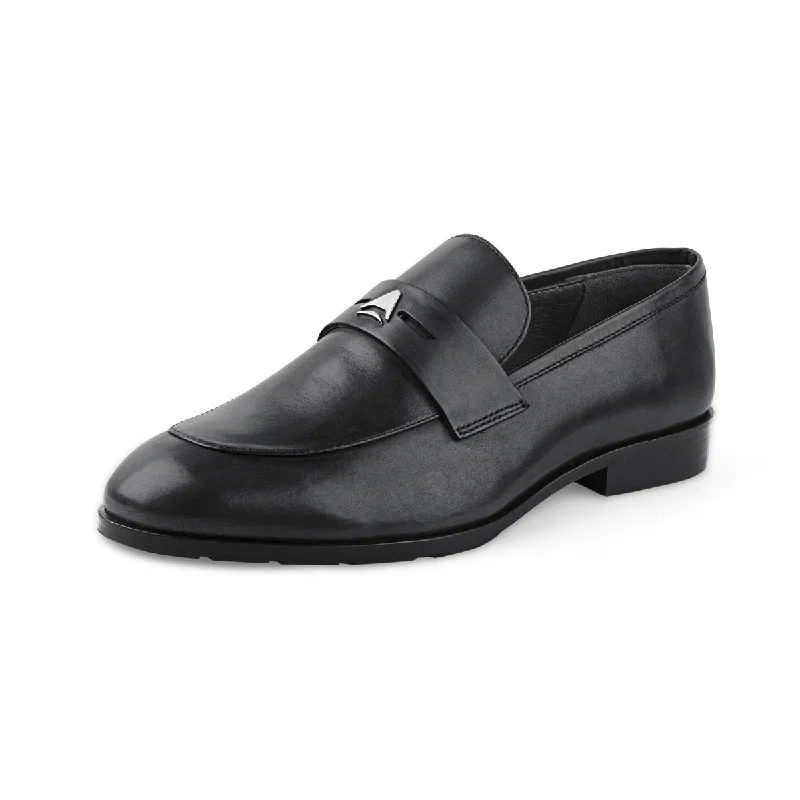 Men's leather loafers with a penny slotNapoli - Calfi Crust - Black