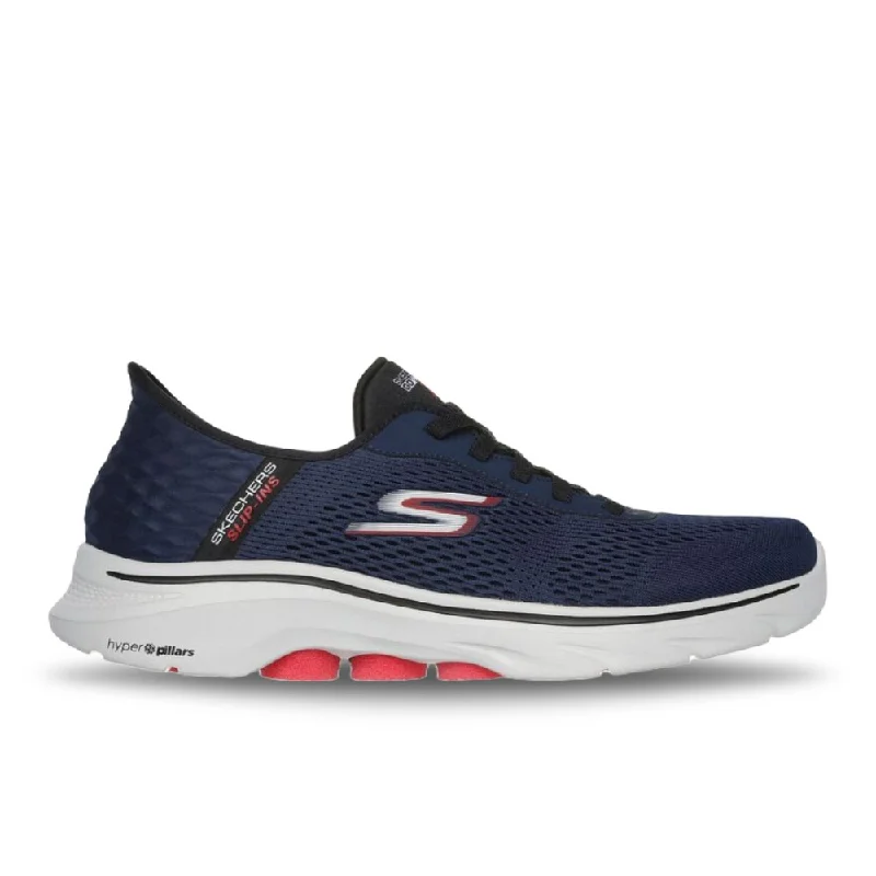 Men's loafers with a perforated leather upper for ventilationSkechers Men's Slip-Ins GO WALK 7 Free Hand 2 - Navy/Red