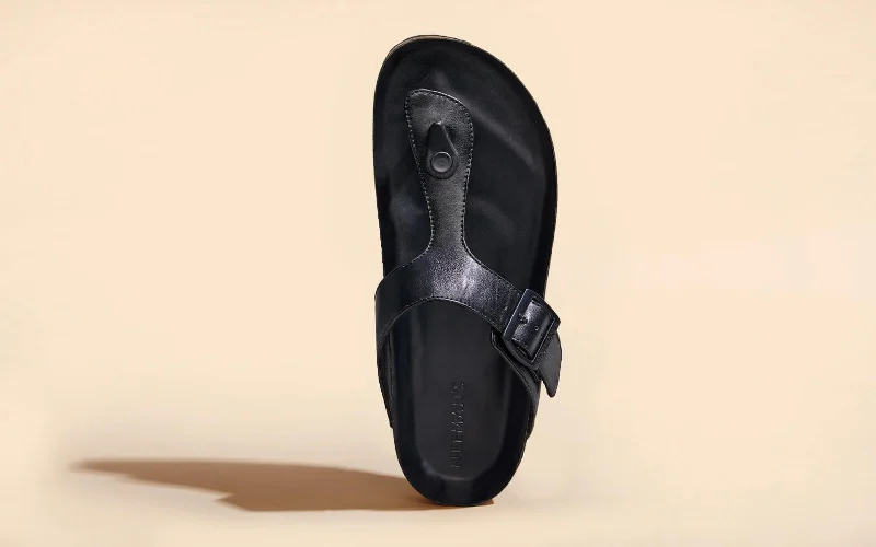 Men's sandals with a leather lining for comfortCork Thong Sandals : Black