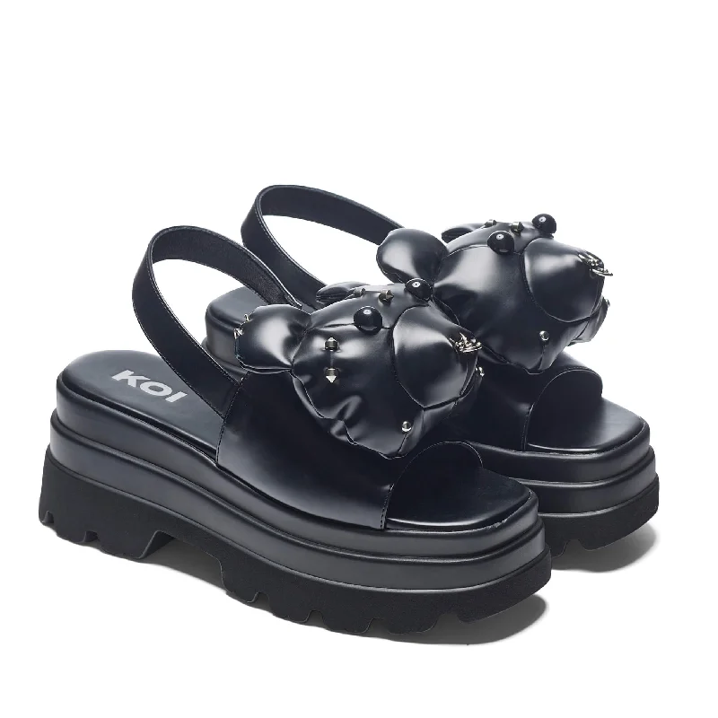 Men's sandals with a decorative buckle or charmGrim Hardcore Chunky Sandals - Black