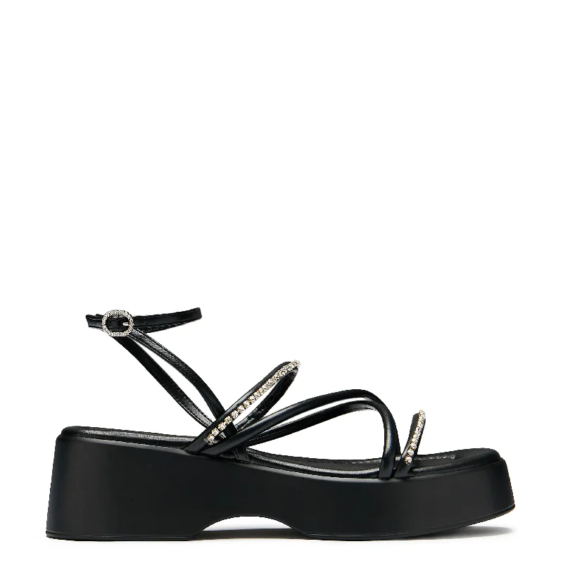 Men's sandals with a pointed toe for a stylish lookMonarch Strappy Diamante Sandals - Black