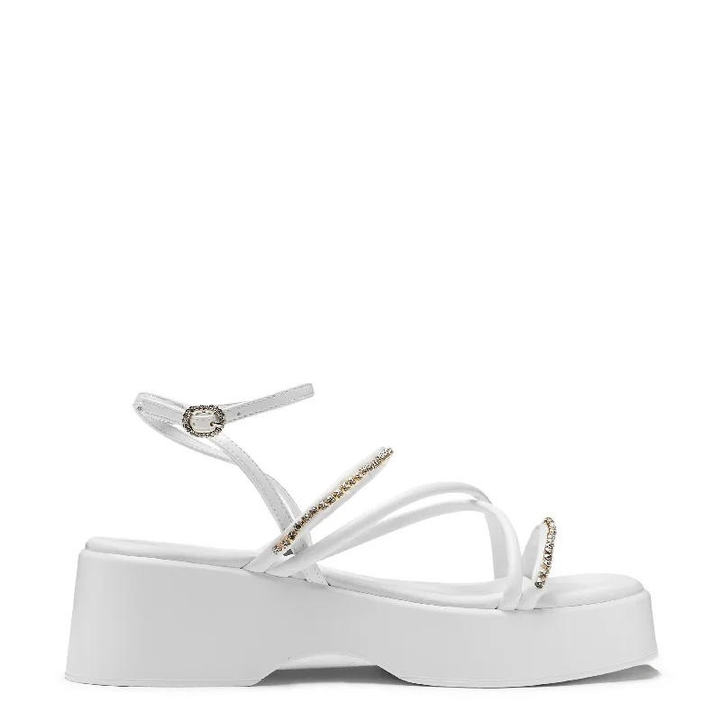 Men's sandals with a toe post designMonarch Strappy Diamante Sandals - White