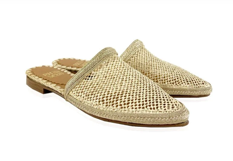 Men's sandals with a pointed toe for a stylish lookRafia Beige Knitted Mule