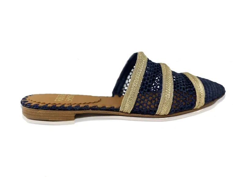 Men's leather sandals with an adjustable strapRafina II Blue/Beige Knitted Mule