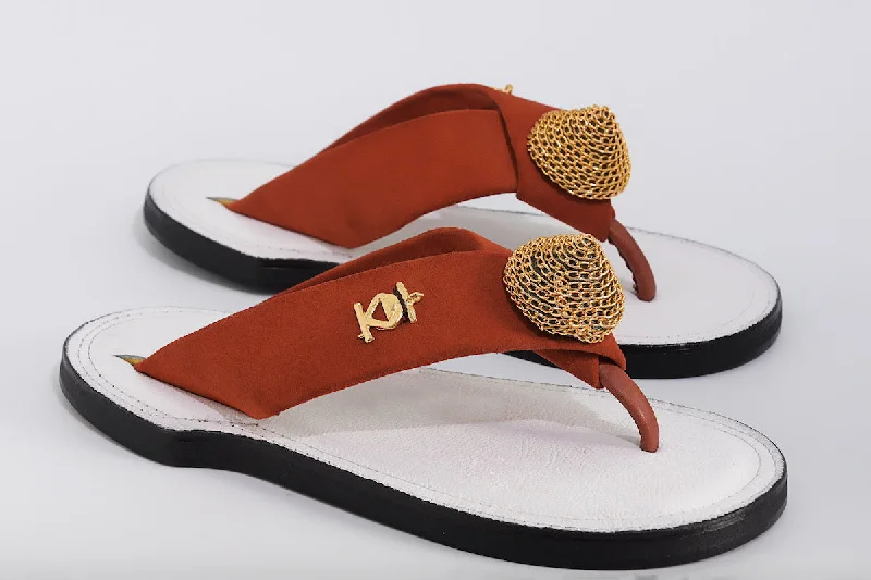 Men's sandals with a removable insole for cleaningThe Akan gold ornament Lightweight Slippers