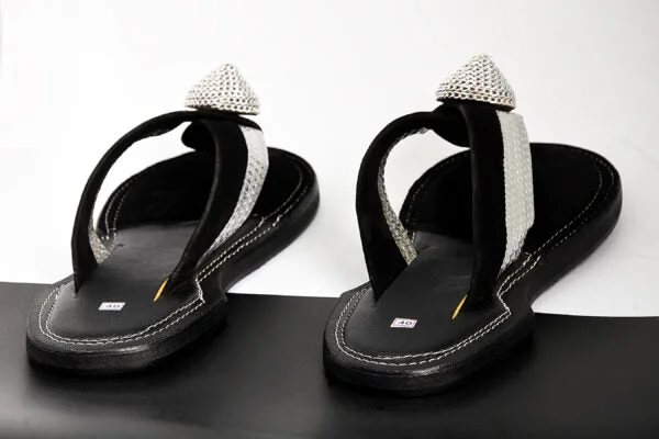 Men's sandals with a shock - absorbing insoleThe Akan Silver ornament Slippers in Unique Designs