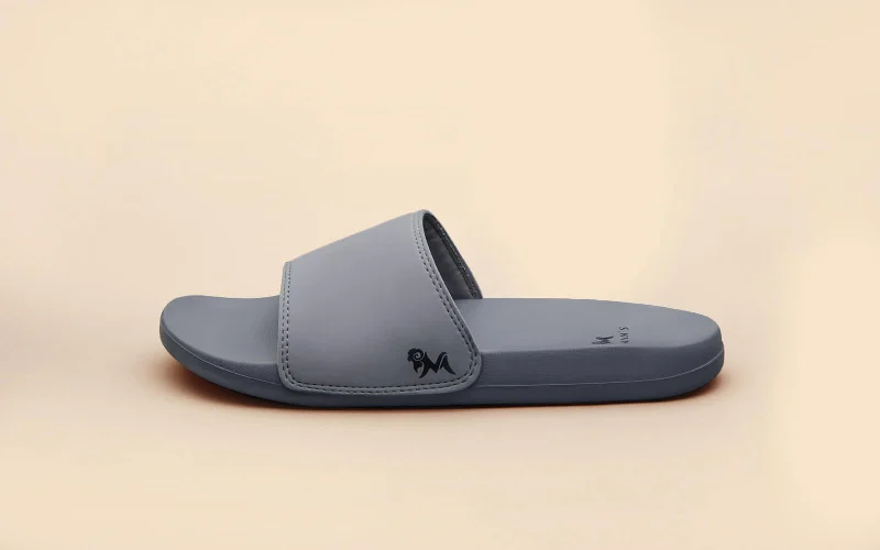 Men's sandals with a leather lining for comfortEco Slides : Pebble Grey