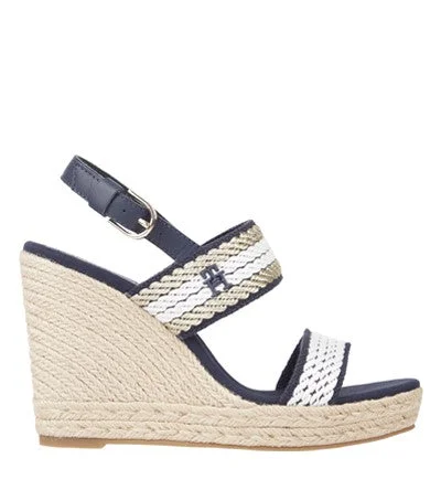 Men's sandals with a buckle closureTOMMY HILFIGER GOLDEN WEBBING WEDGE