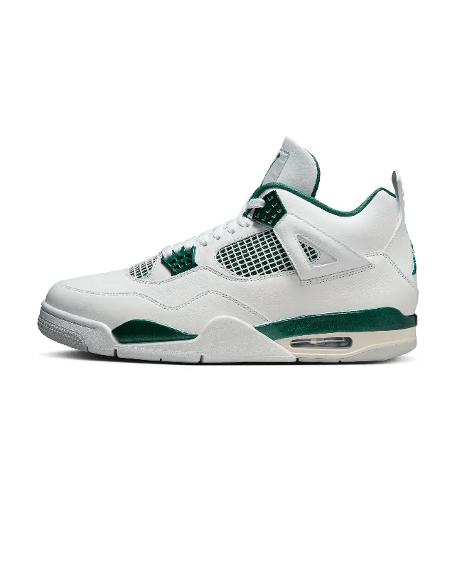 Men's navy blue suede sneakers with gold - toned eyeletsAir Jordan 4 Retro GS - White / Oxidized Green / Neutral Grey