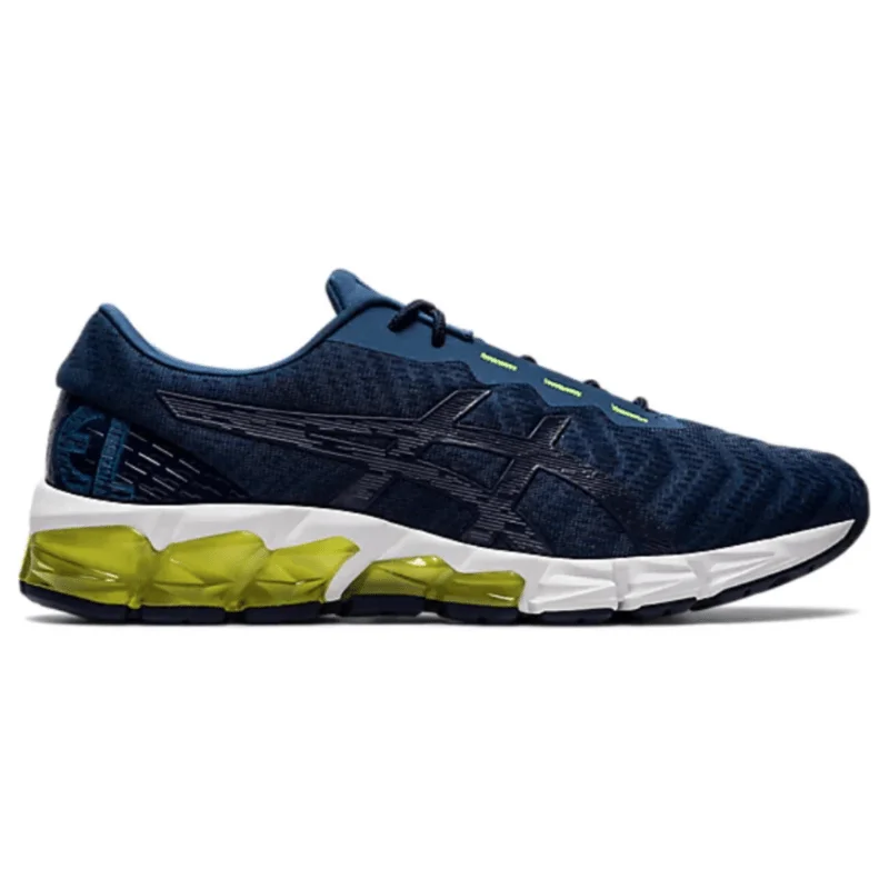 Men's navy blue suede sneakers with gold - toned eyeletsMen’s Asics Gel-Quantum 180 5 ‘Grand Shark/Peacoat’