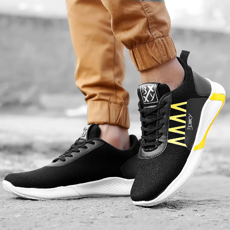 Men's black canvas sneakers with a red soleBxxy's Ultra Comfortable Casual Sports Shoes for Men