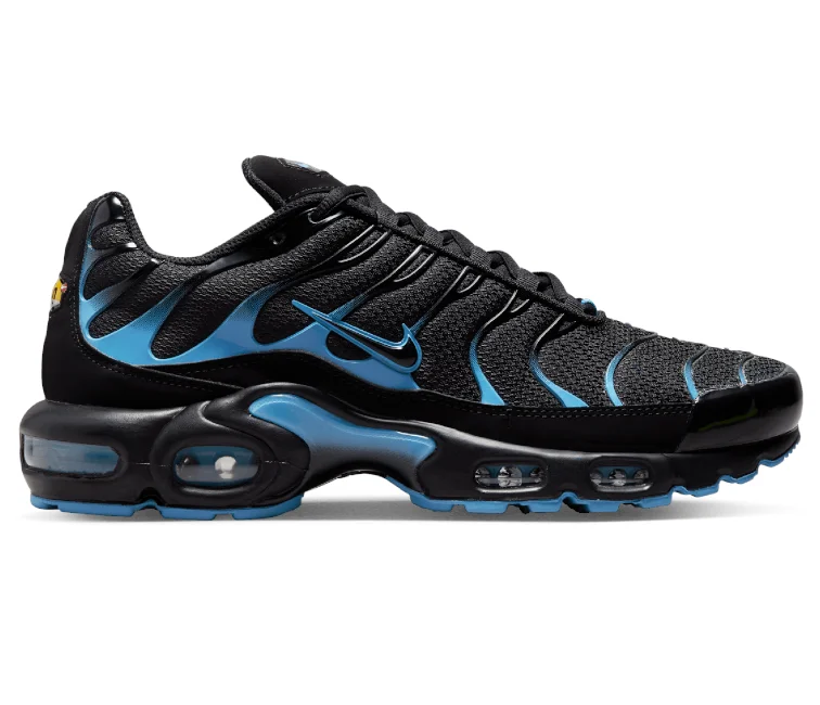 Men's retro - style sneakers inspired by the 80sMen's Nike Air Max Plus TN (Black/University Blue)