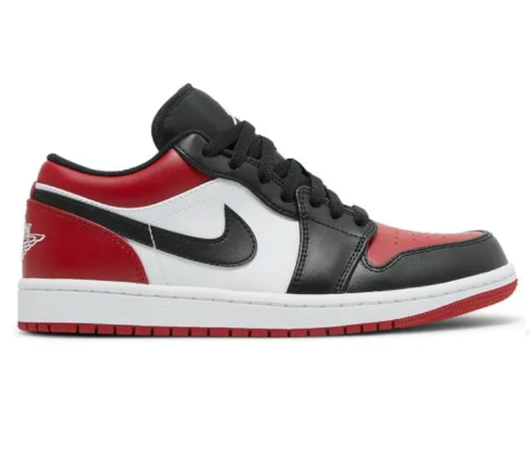 Men's low - profile tennis sneakers for a sleek lookMen's Nike Air Jordan 1 Low (Bred Toe)