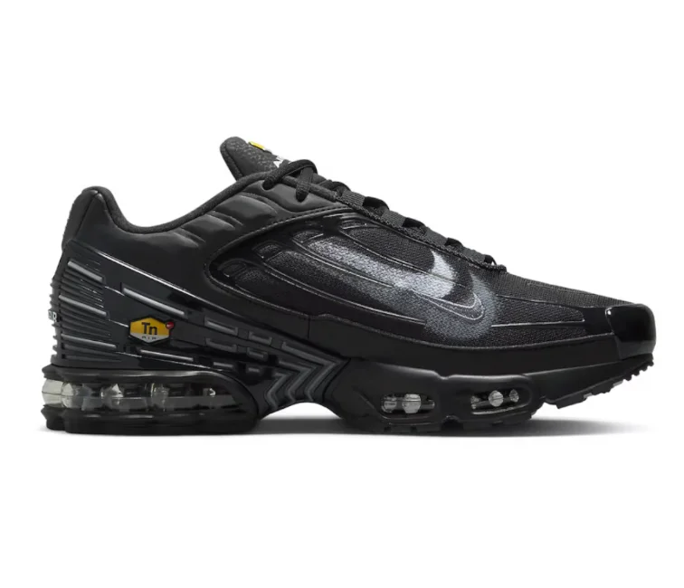 Men's high - top leather sneakers with a zip - up sideMen's Nike Air Max Plus TN 3 (Black Multi Swoosh)