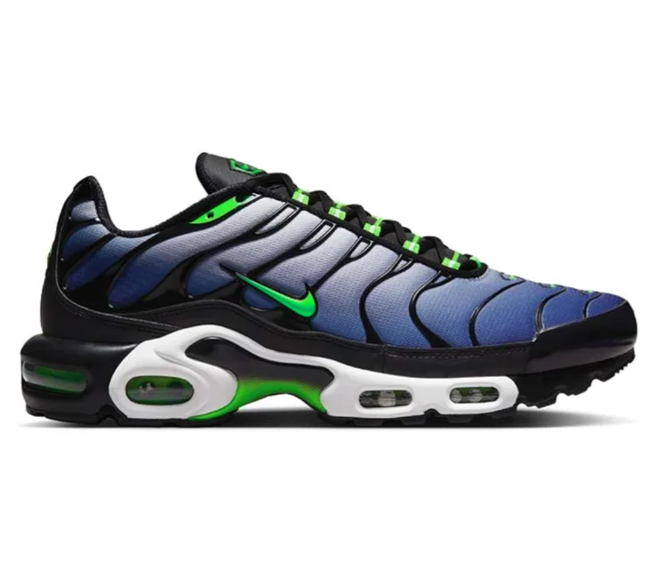 Men's slip - on sneakers with elastic side panelsMen's Nike Air Max Plus TN (Black/Scream Green)