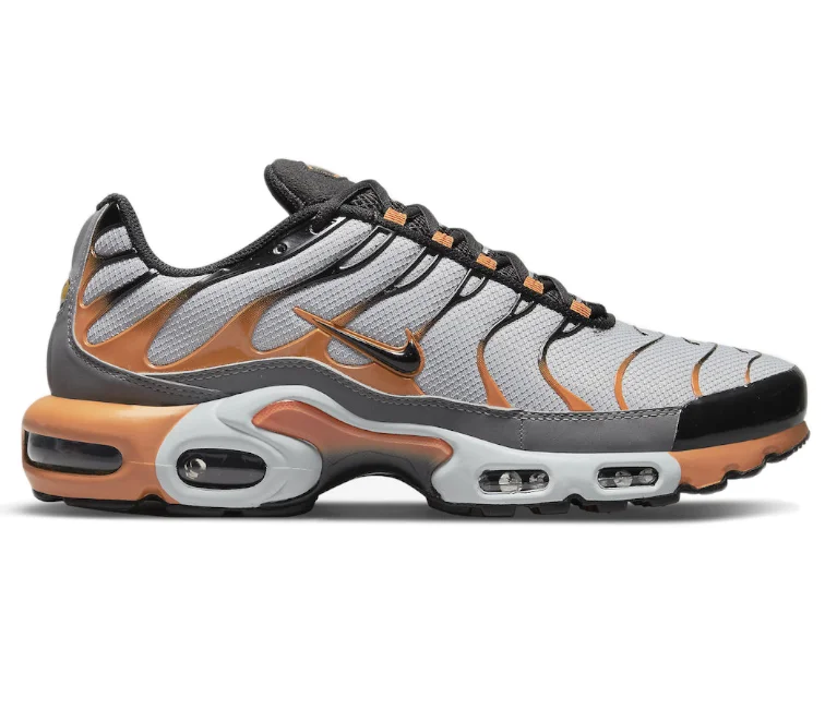 Men's narrow - width sneakers for a snug fitMens Nike Air Max Plus TN (Grey/Orange)