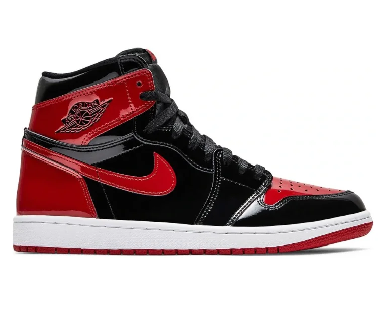 Men's low - top canvas sneakers with a floral printMen's Nike Air Jordan 1 Retro OG Patent Bred