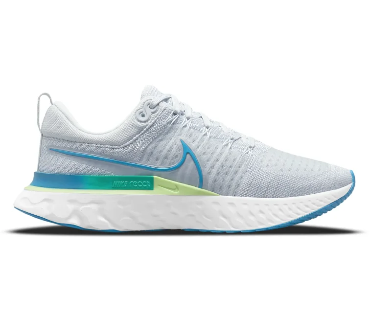 Men's leather - and - mesh combination sneakers for style and functionMen's Nike React Infinity Run FK 2 (Platinum/Laser Blue)