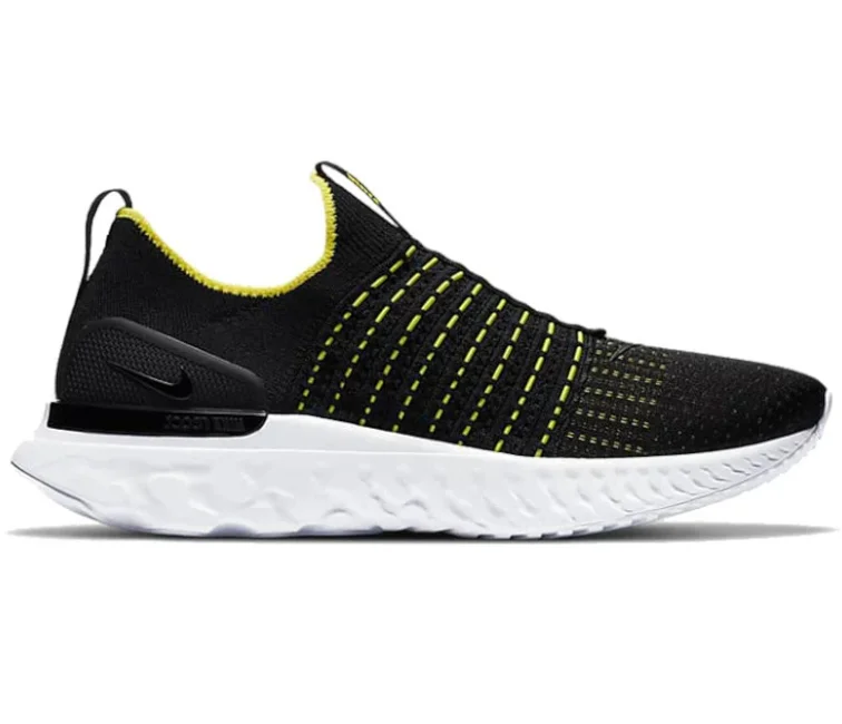 Men's performance - driven running sneakers for marathonsMen's Nike React Phantom Run FK 2 (Black/Sonic Yellow)